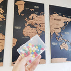 3D Wooden Triptych World Map