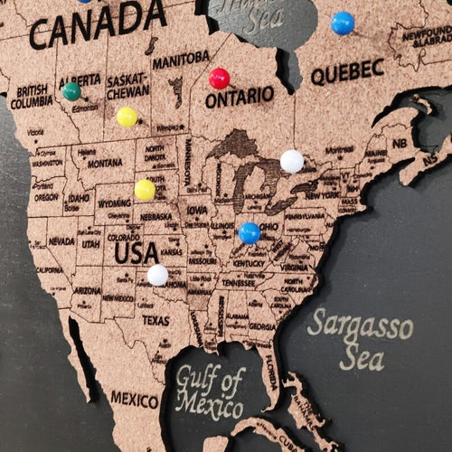 3D Wooden Triptych World Map