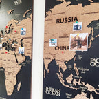 3D Wooden Triptych World Map