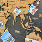 Wooden World Map (Black Printed Board + Cork)