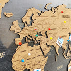 Wooden World Map (Black Printed Board + Cork)
