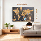 Wooden World Map (Black Printed Board + Cork)