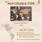 Wooden World Map (Black Printed Board + Cork)
