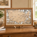 Personalized Hockey Arena Tracker Map – Natural Wood Background