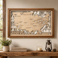 Personalized Hockey Arena Tracker Map – Natural Wood Background