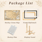 Personalized Hockey Arena Tracker Map – Natural Wood Background