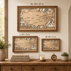 Personalized Hockey Arena Tracker Map – Natural Wood Background