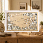 Personalized Hockey Arena Tracker Map with Nameplate – Natural Wood Background