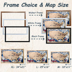 Custom Team Color Wooden MLB Stadium Map with Team Pins