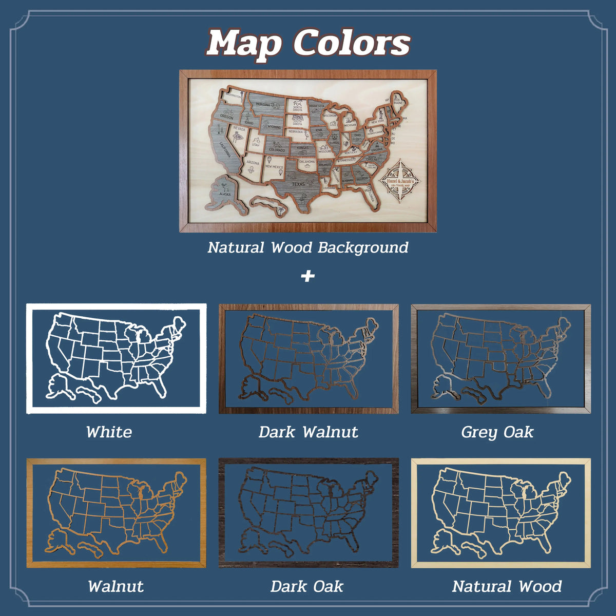 Custom Wooden US Map for States Visited – 50 States Travel Tracker Board & Puzzle