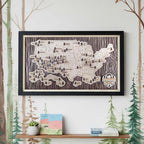 US National Parks Wooden Travel Map & Visit Tracker (Walnut-Tree Texture)