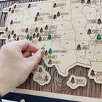 US National Parks Wooden Travel Map & Visit Tracker (Walnut-Tree Texture)