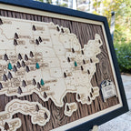 US National Parks Wooden Travel Map & Visit Tracker (Walnut-Tree Texture)
