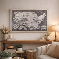 US National Parks Wooden Travel Map & Visit Tracker (Walnut-Tree Texture)