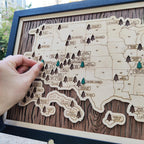 US National Parks Wooden Travel Map & Visit Tracker (Walnut-Tree Texture)