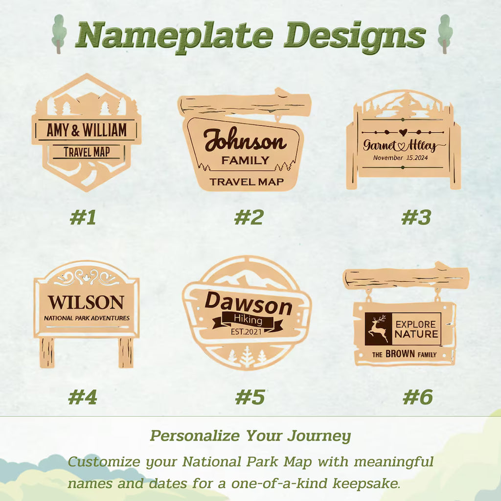 US National Parks Wooden Travel Map & Visit Tracker (Walnut-Tree Texture)