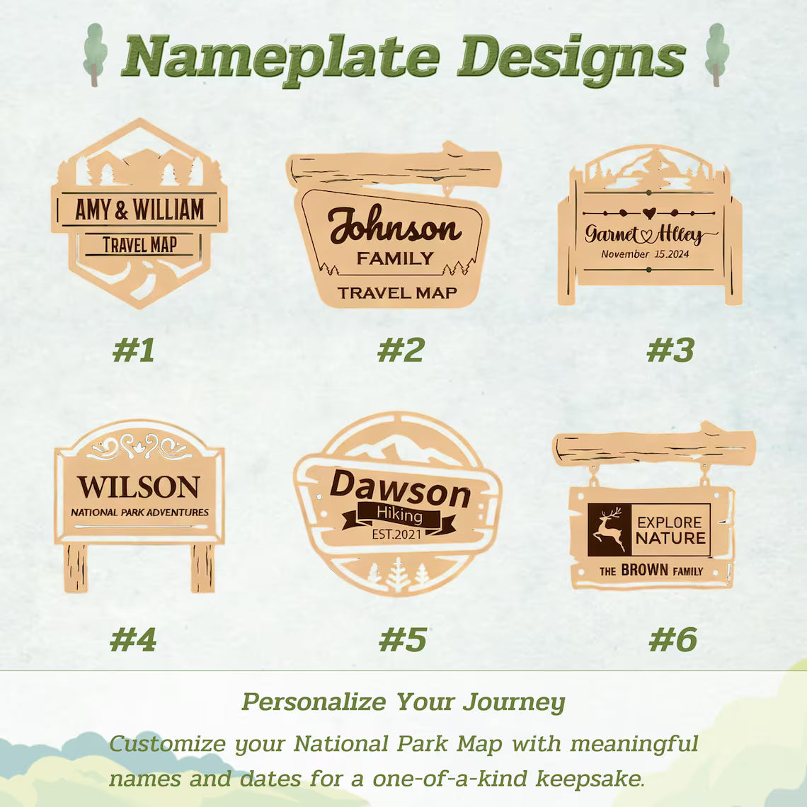 US National Parks Wooden Travel Map & Visit Tracker (Walnut-Tree Texture)