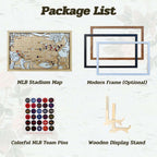 Personalized Wooden MLB Stadium Map with Engraved Nameplate & Colorful Team Pins - Mappae Pilot