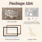 Wooden USA State Puzzle Travel Tracker Map - Add States as You Travel Board