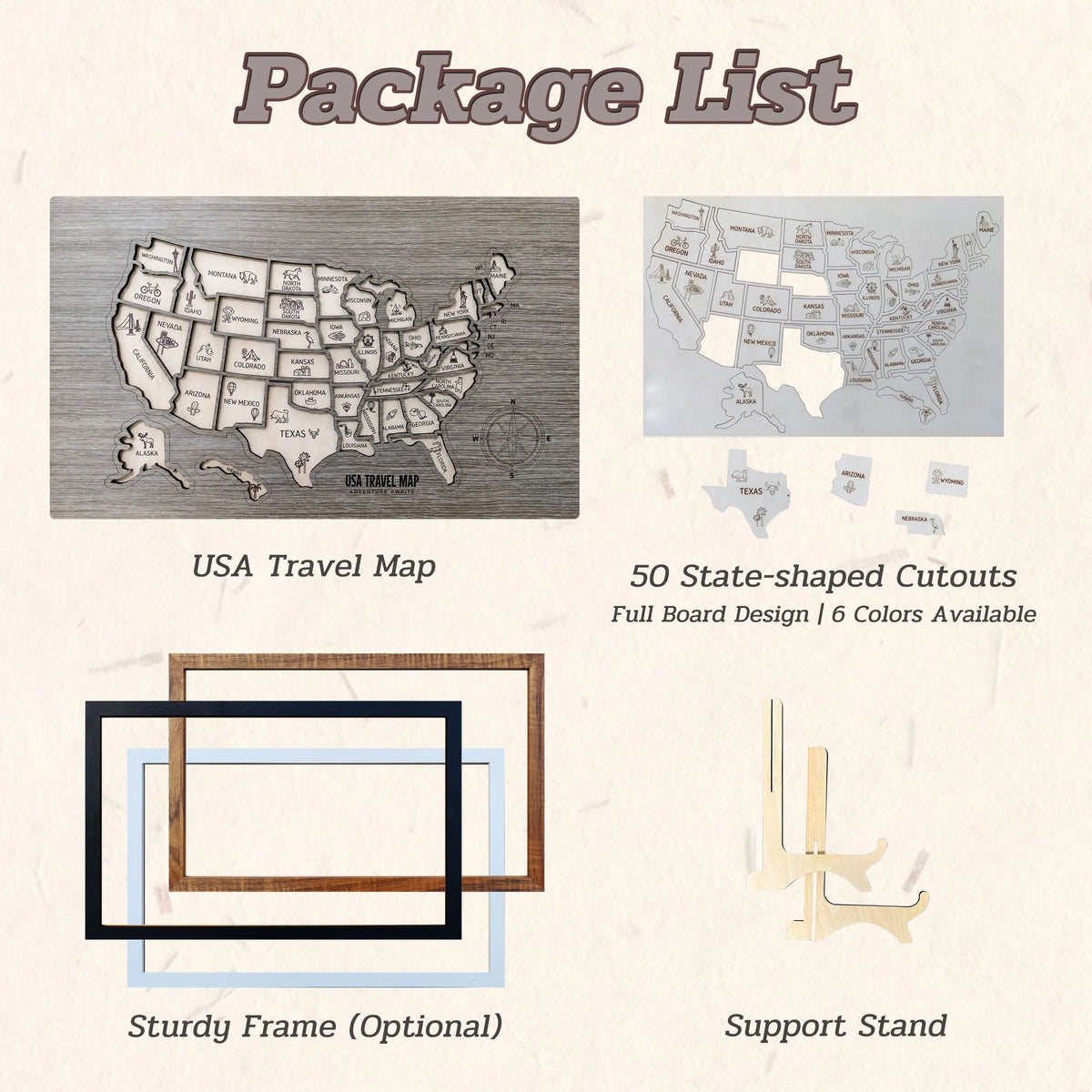 Personalized USA Travel Map Puzzle - Couples Anniversary Keepsake & Wedding Gift