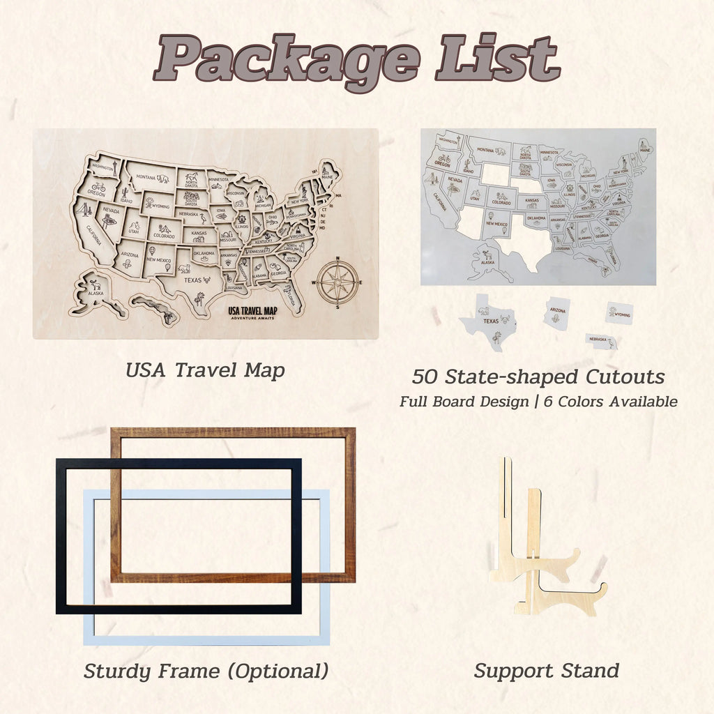 US States Wooden Map Puzzle - USA Travel Map Graduation Gift