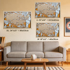 Custom Team Color Wooden MLB Stadium Map with Team Logo Pins