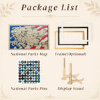 National Park Travel Map - 63 Parks Push Pin Map(USA Flage)