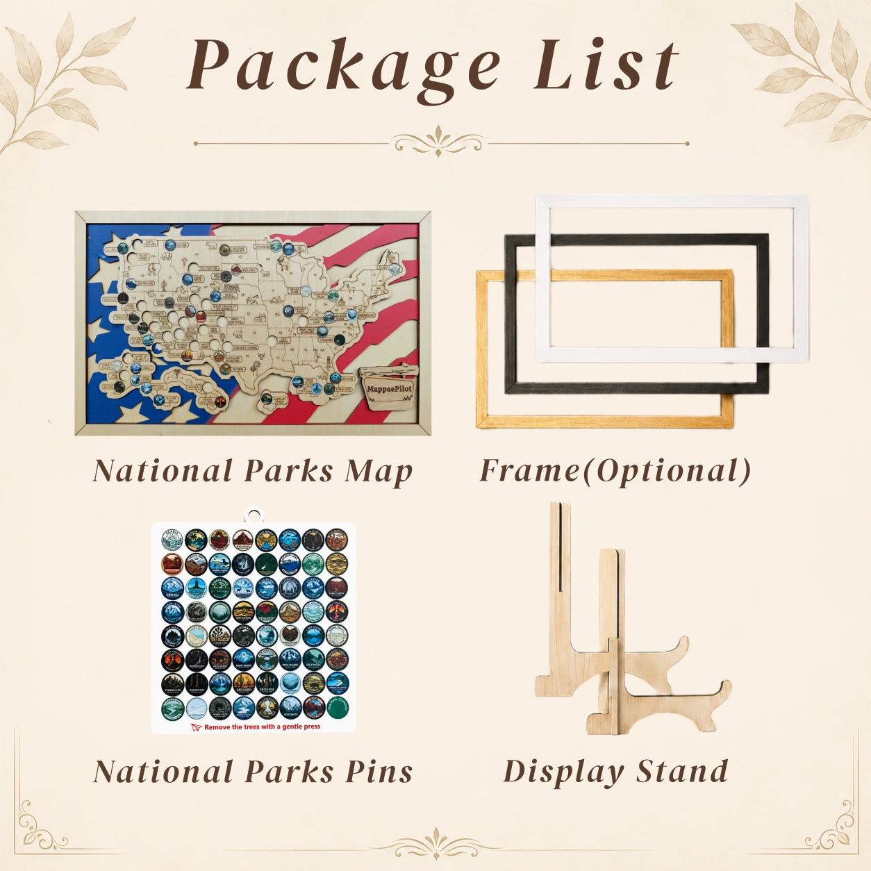National Park Travel Map - 63 Parks Push Pin Map(USA Flage)