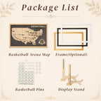 Personalized Basketball Arena Tracker Map – Vintage Brown Background