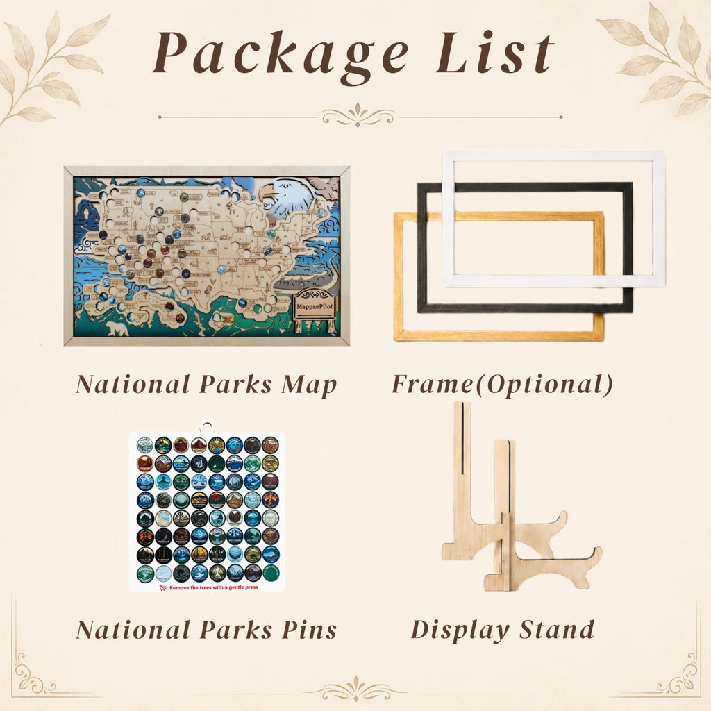 National Park Travel Map - 63 Parks Push Pin Map(Eagle)