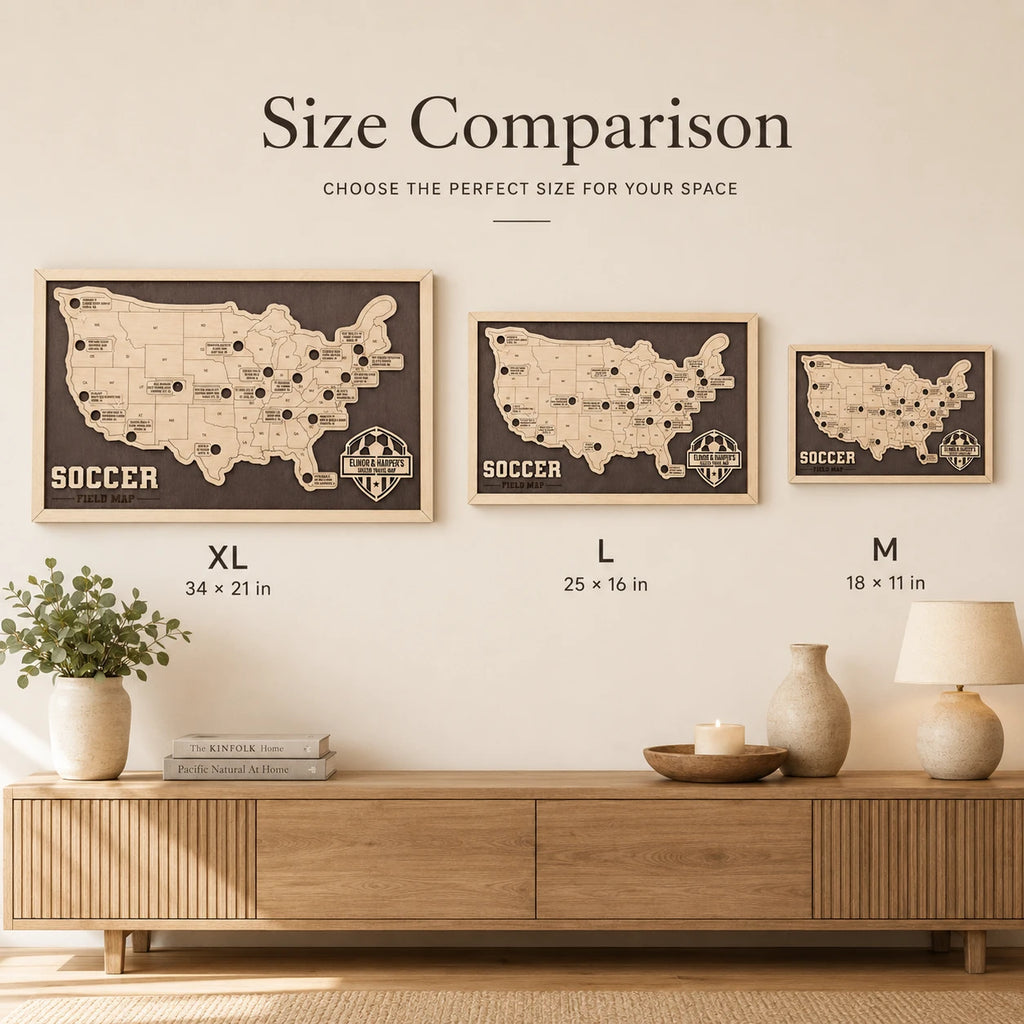 Personalized Soccer Stadium Tracker Map – Vintage Brown Background