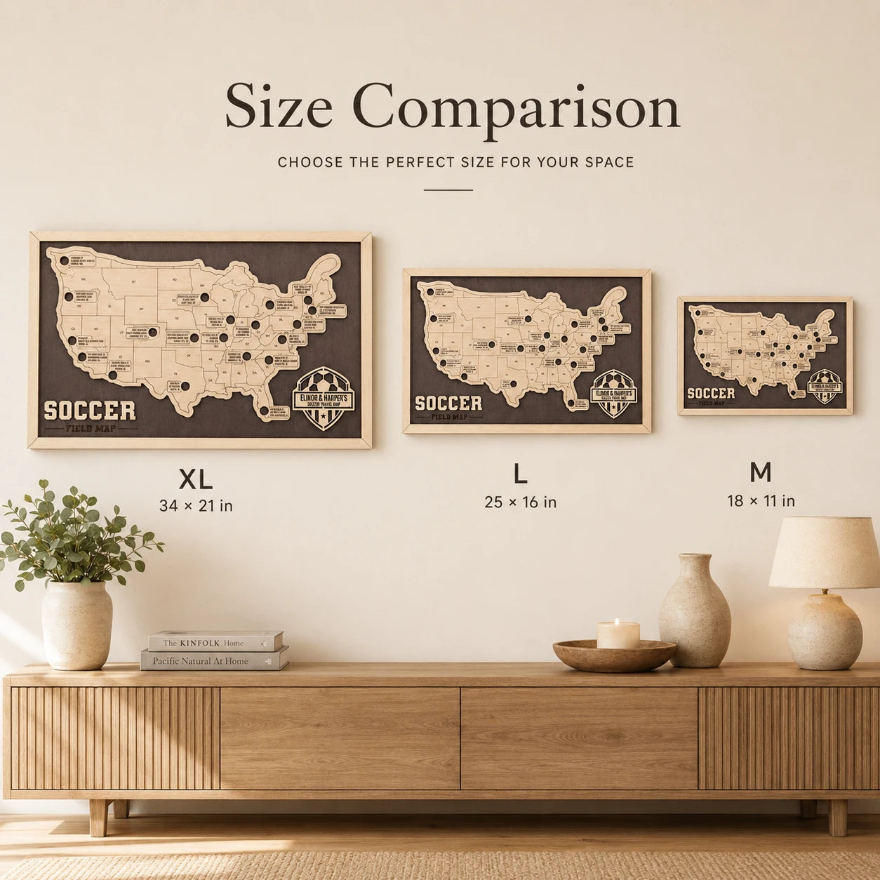 Personalized Soccer Stadium Tracker Map – Vintage Brown Background