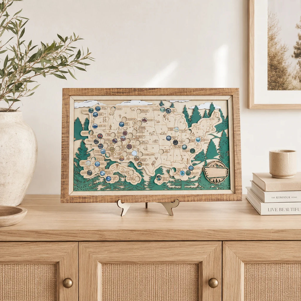 National Park Travel Map - 63 Parks Push Pin Map(Forest）