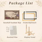 Personalized Baseball Stadium Tracker Map – Vintage Brown Background