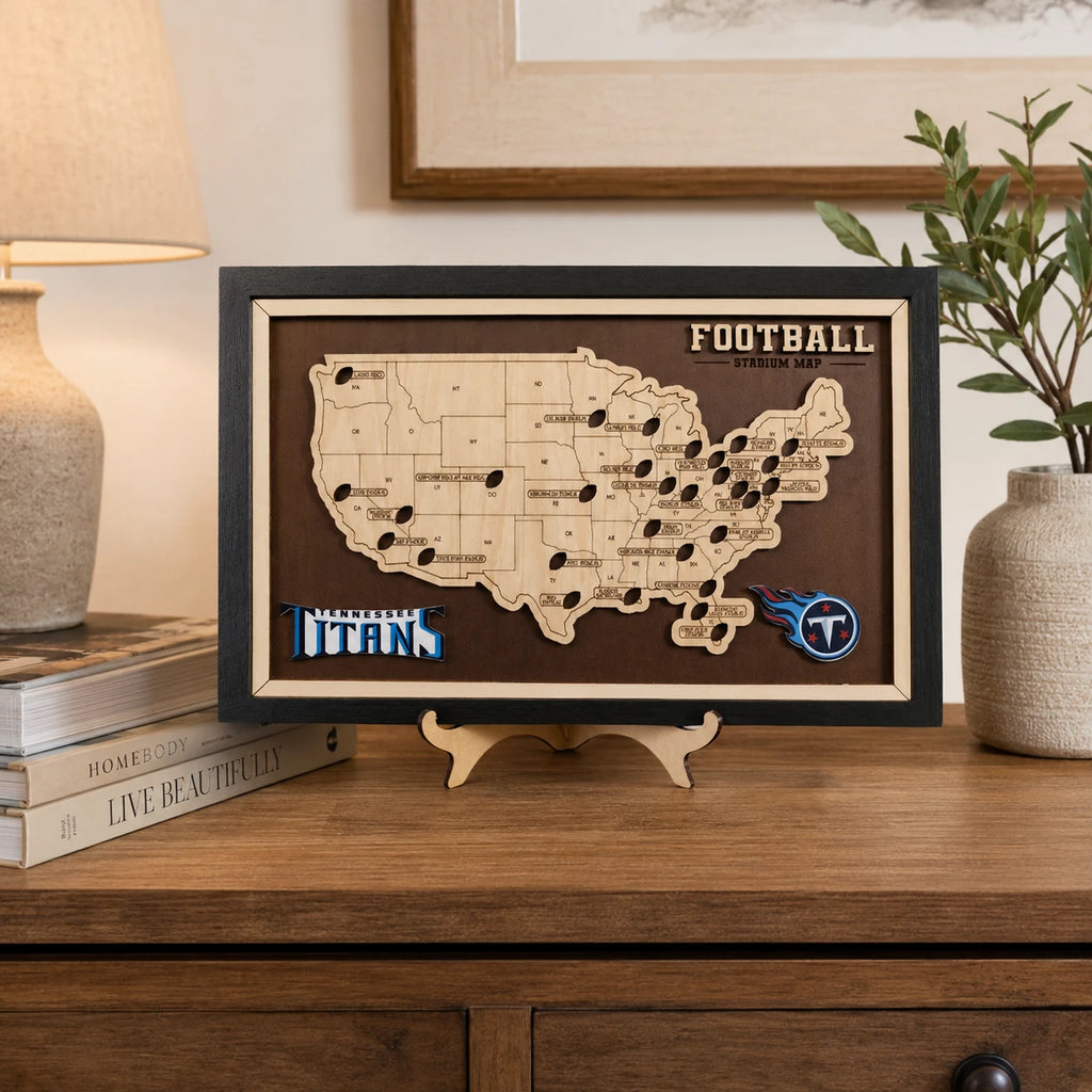 Personalized Football Stadium Tracker Map – Vintage Brown Background