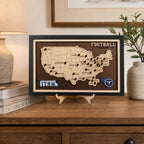 Personalized Football Stadium Tracker Map – Vintage Brown Background