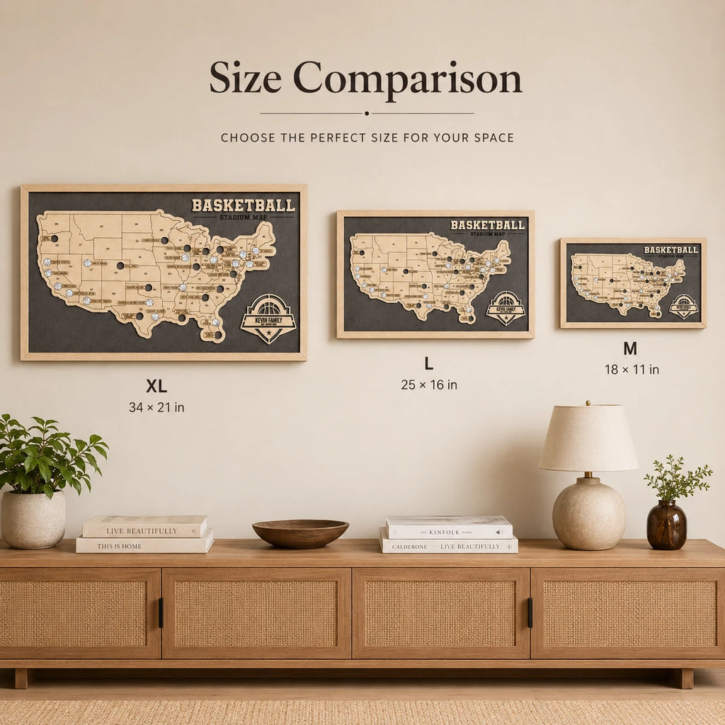 Personalized Basketball Arena Tracker Map – Vintage Brown Background