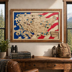 National Park Travel Map - 63 Parks Push Pin Map(USA Flage)