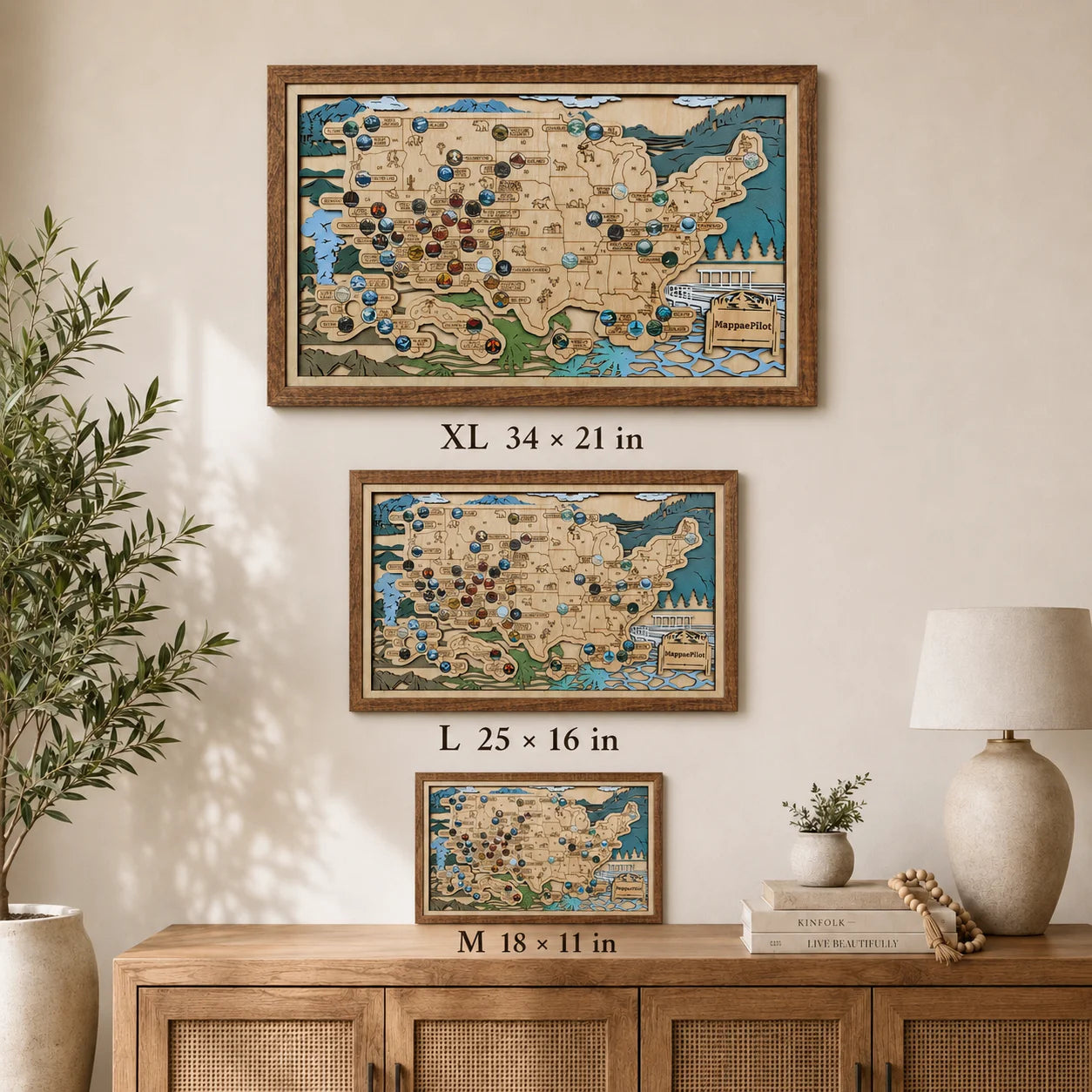 National Park Travel Map - 63 Parks Push Pin Map(Mountain)
