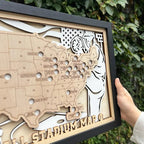 Personalized Wooden MLB Stadium Map with Baseball Pins - Mappae Pilot