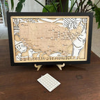 Personalized Wooden MLB Stadium Map with Baseball Pins - Mappae Pilot