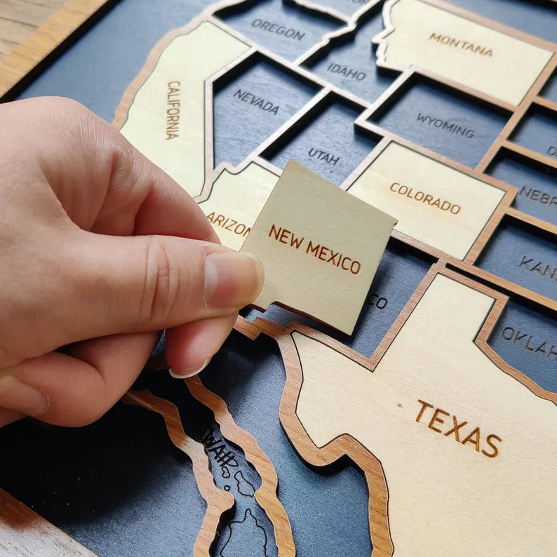 Personalized 50 States USA Travel Map - Custom Color Backboard