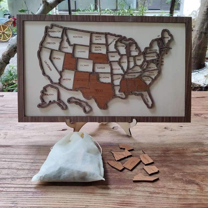 Personalized 50 States USA Travel Map - Custom Color Backboard