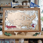 Personalized Wooden MLB Stadium Map with Baseball Pins - Mappae Pilot