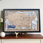Personalized Wooden MLB Stadium Map with Baseball Pins - Mappae Pilot