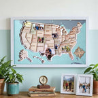 Personalized USA Photo Travel Map - Light Blue - Mappae Pilot
