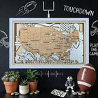 NFL Stadium Travel Tracker Map - Personalized Football Gift for Him - Mappae Pilot