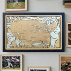 Personalized Wooden MLB Stadium Map with Colorful MLB Team Logo Pins - Mappae Pilot