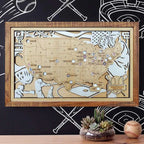 Personalized Wooden MLB Stadium Map with Engraved Nameplate & Team Logo Pins - Mappae Pilot