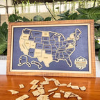 50 States Puzzle Map - Laser Cut Wooden USA Travel Tracker